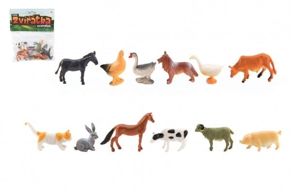 Zwierzątka mini gospodarstwo domowe plastikowe 4-6cm 12szt. w woreczku