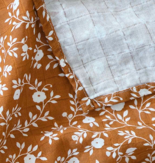Muślinowy ręcznik XL blossom – Karmel