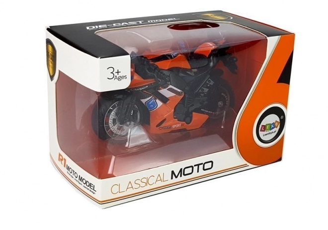 Pomarańczowa zabawka motocykl z napędem