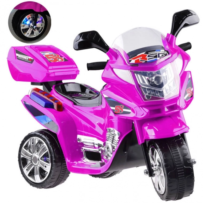 Dziecięcy motocykl sportowy z kolorowym oświetleniem LED – Różowa
