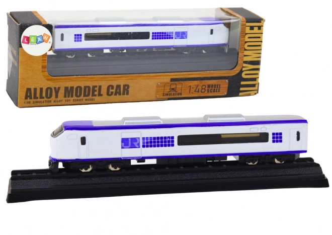 Model kolekcjonerski wagonu pociągu 1:48 metalowy biało-niebieski