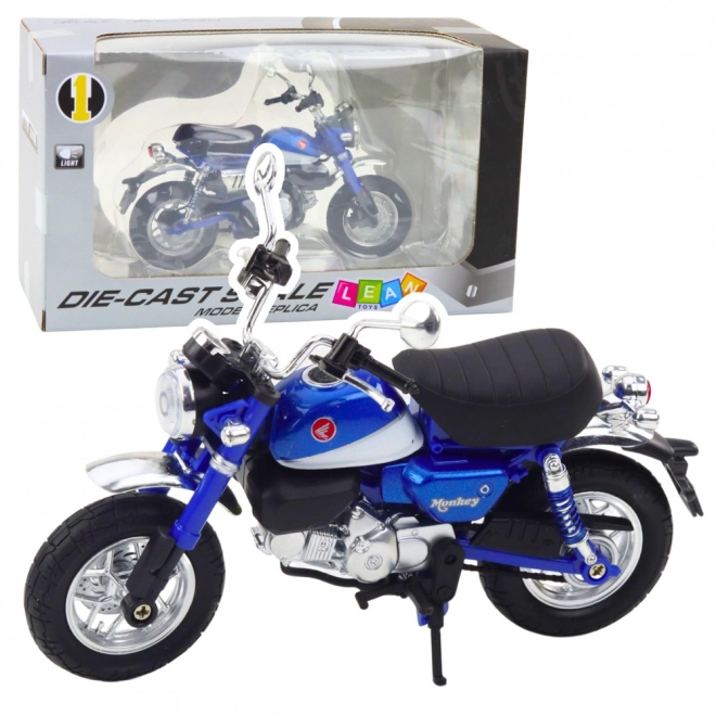 Motocykl retro metalowy niebieski 1:12
