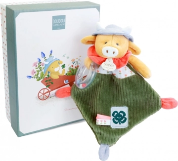 Krówka Aneth z grzechotką 21 cm - Zestaw prezentowy Doudou