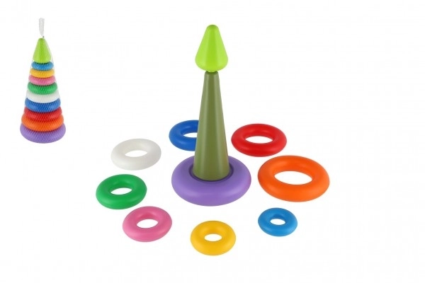 Piramidka do układania z pierścieni plastik 2 kolory w siatce 15x31cm 12m+