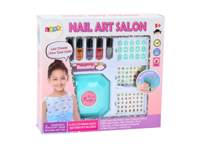 Zestaw do Pielęgnacji Paznokci Manicure Lakiery Naklejki Suszarka