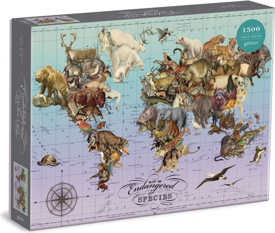 Galison Puzzle Mapa zagrożonych gatunków 1500 elementów