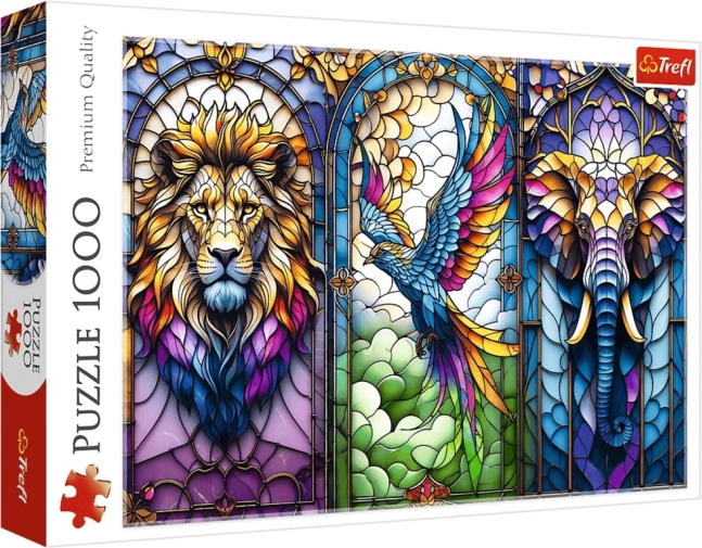 Puzzle 1000 elementów witraż zwierzęta Trefl