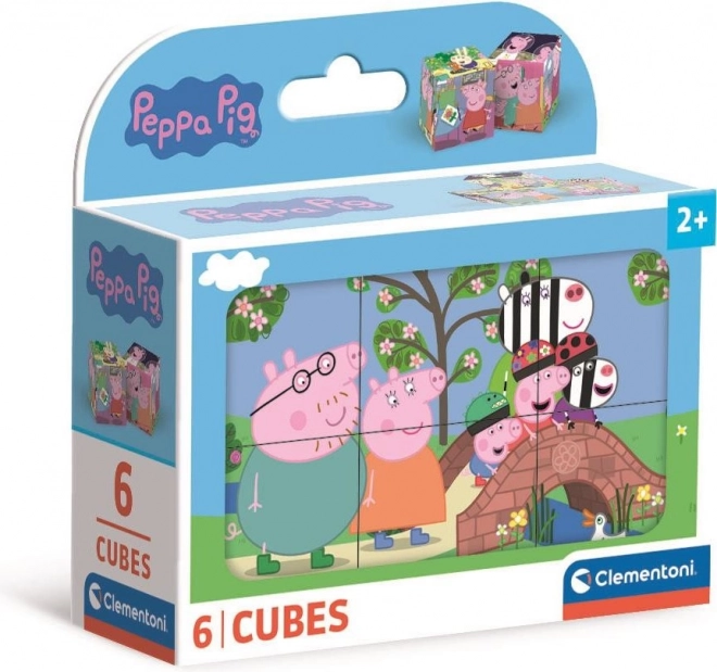 CLEMENTONI Klocki obrazkowe Świnka Peppa, 6 kostek