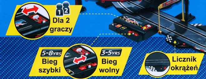 Dziecięcy tor wyścigowy z pętlami i oświetleniem