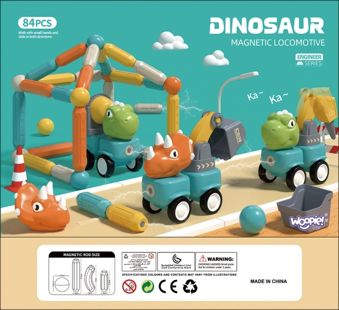 Woopie magnetyczne klocki dinozaury zestaw konstrukcyjny