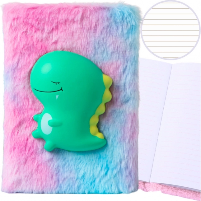 Pluszowy notes z 3D zielonym dinozaurem