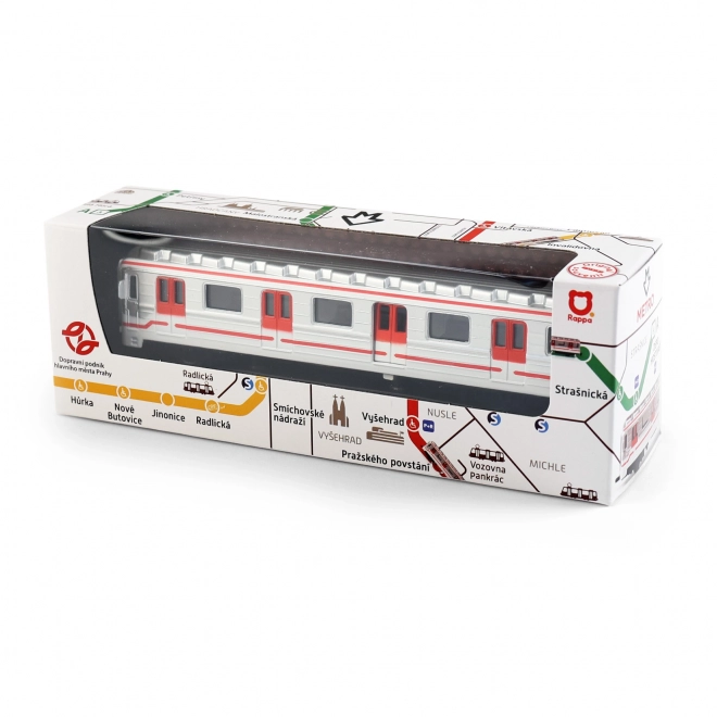 Praskie metro metalowe 16 cm z napędem do tyłu w pudełku 19,5x7x6 cm