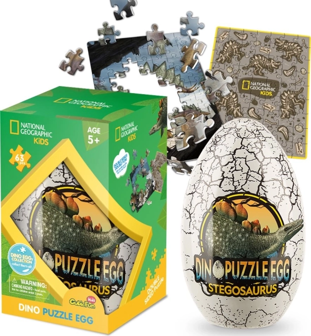 Dwustronne puzzle w jajku Stegozaur 63 elementów