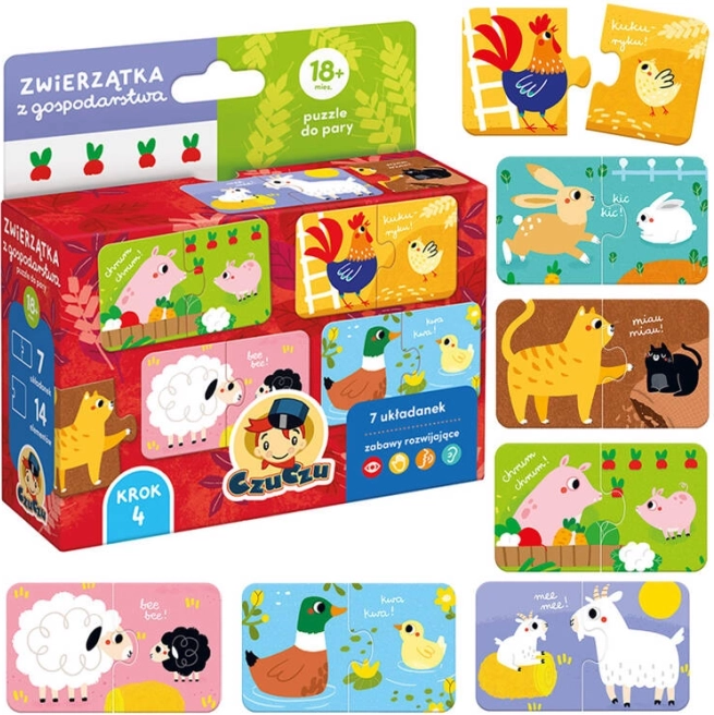 Puzzle do rozpoznawania zwierzątek z farmy
