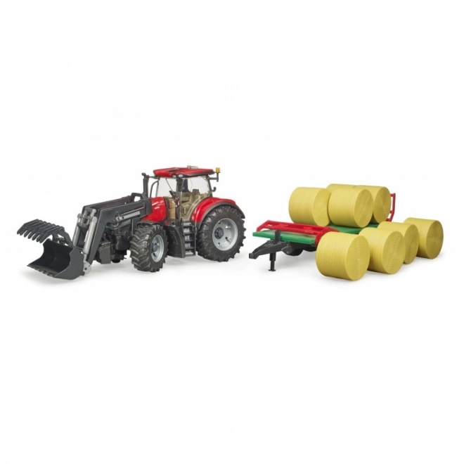 Bruder Traktor Case IH Optum 300 CVX z przednim ładowaczem i przyczepą na bele