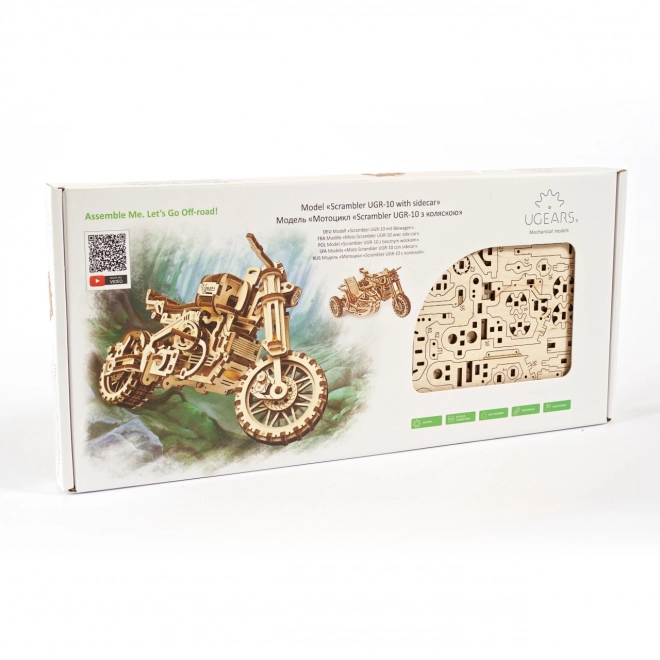 Ugears Puzzle 3D Motocykl z wózkiem 380 elementów