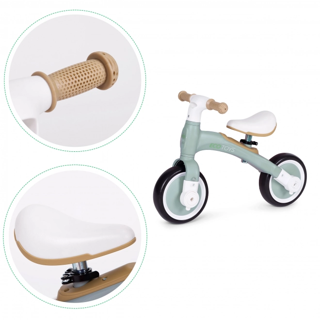 Rowerek balansowy z pedałami - treningowe boczne kółka 3w1 ECOTOYS – Zielone