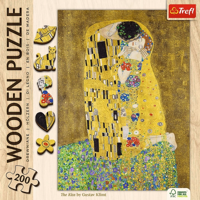 Drewniane puzzle Gustav Klimt - Pocałunek 200 elementów