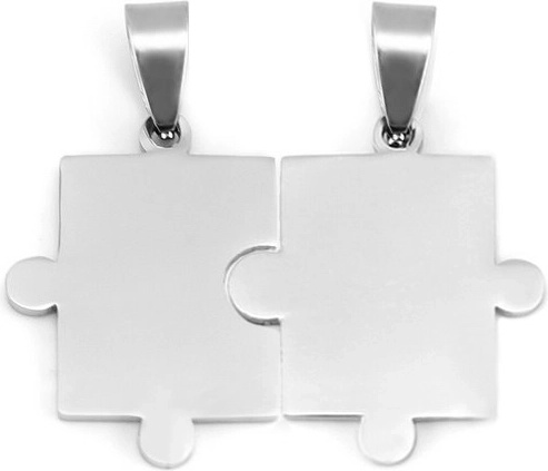 Stalowe partnerskie zawieszki Puzzle – gładkie, 2 szt.