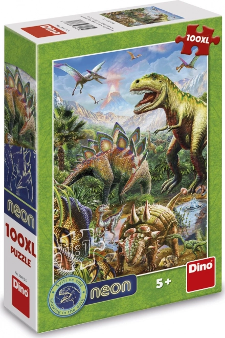 Świecące puzzle świat dinozaurów 100 XL elementów