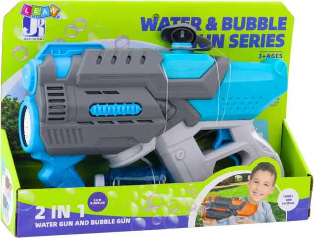 Elektryczna pistolet wodny z bańkami 2w1 niebiesko-szara