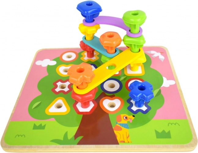 Tooky Toy wielofunkcyjna tablica z kolorowymi śrubkami do nauki kształtów
