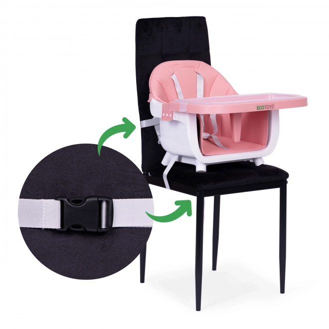 Dziecięce krzesełko do karmienia 2w1 różowe ECOTOYS