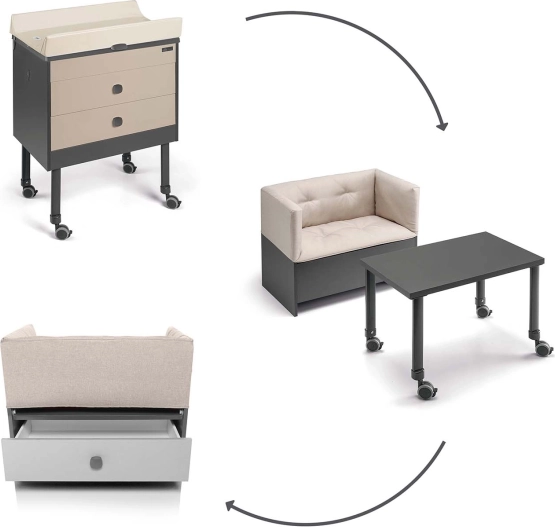 Przewijakowa komoda i dziecięca sofa 2w1 GROWI