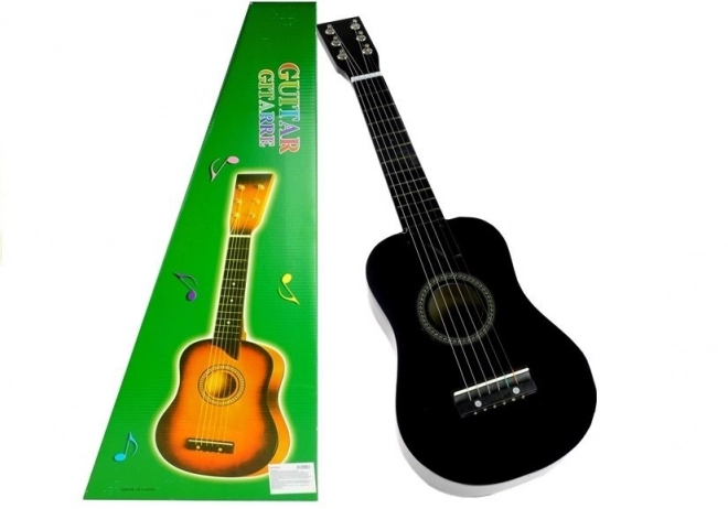 Drewniana klasyczna gitara z kostką czarna 60 cm
