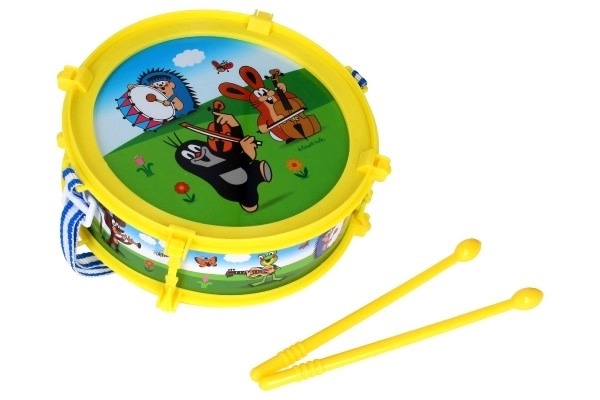 Krecik/Krecika bębenek plastikowy 20 cm + 2 pałeczki w pudełku