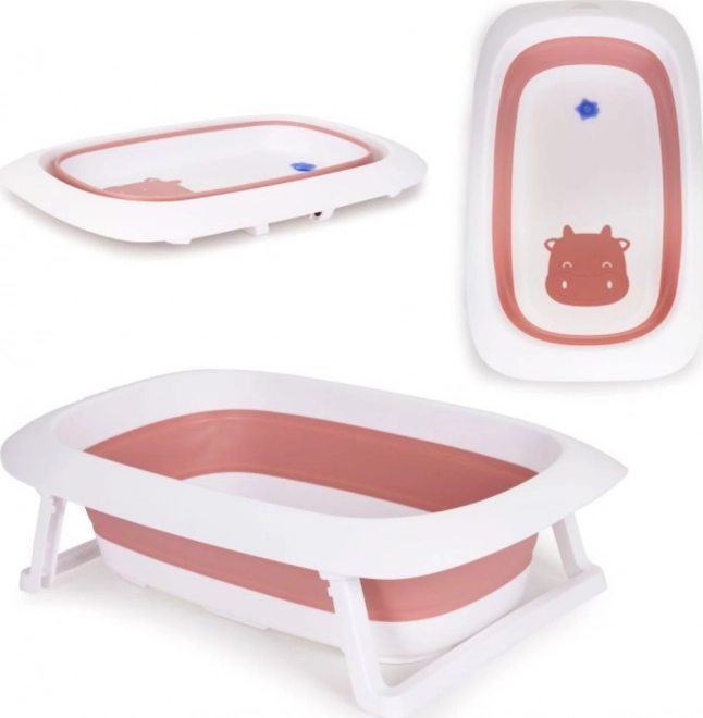 Składana wanienka dziecięca z odpływem Ecotoys – Różowa