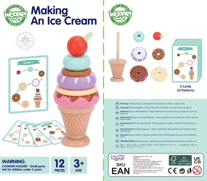 Lody drewniane Woopie Green montessori cukiernia