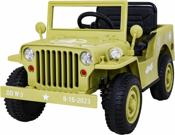 dziecięcy retro wojskowy samochód 4x4, beżowy, 12 V