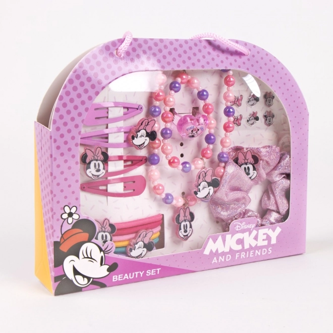 Zestaw biżuterii i akcesoriów do włosów w torebce Minnie