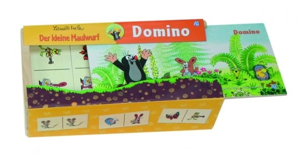 Domino Krtek drewno gra towarzyska 28 elementów w drewnianym pudełku 18x11x5cm