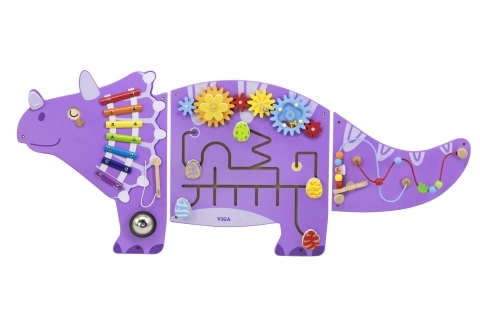 Drewniana tablica sensoryczno-manipulacyjna triceratops Viga Toys