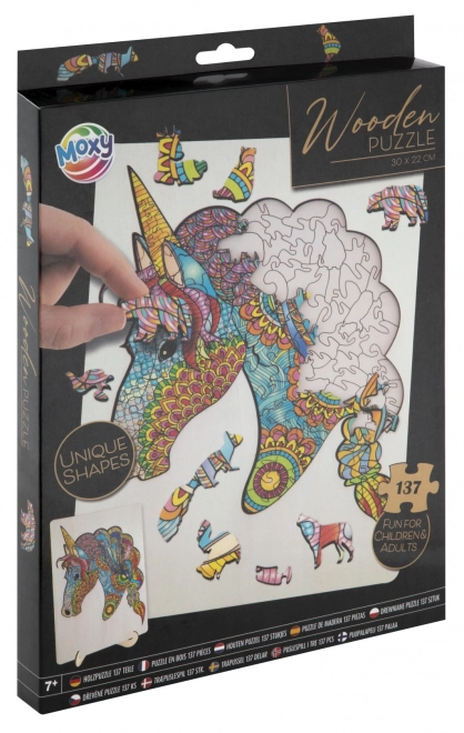 Drewniane puzzle jednorożec