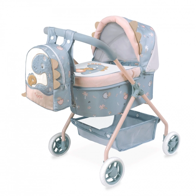 DeCuevas 86080 Mój pierwszy wózek dla lalek z plecaczkiem COCO 2024 - 56 cm