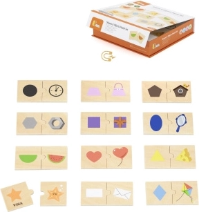 VIGA drewniane puzzle – dopasowywanie kształtów i przedmiotów