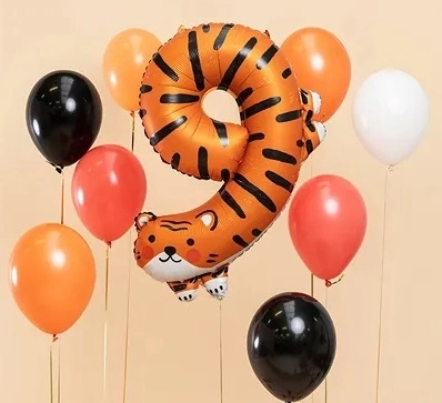 Foliowy balon urodzinowy numer 9 - Tygrys 64 x 87 cm