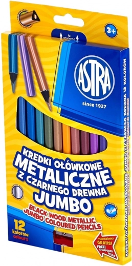 Astra metaliczne kredki 12 szt. z temperówką