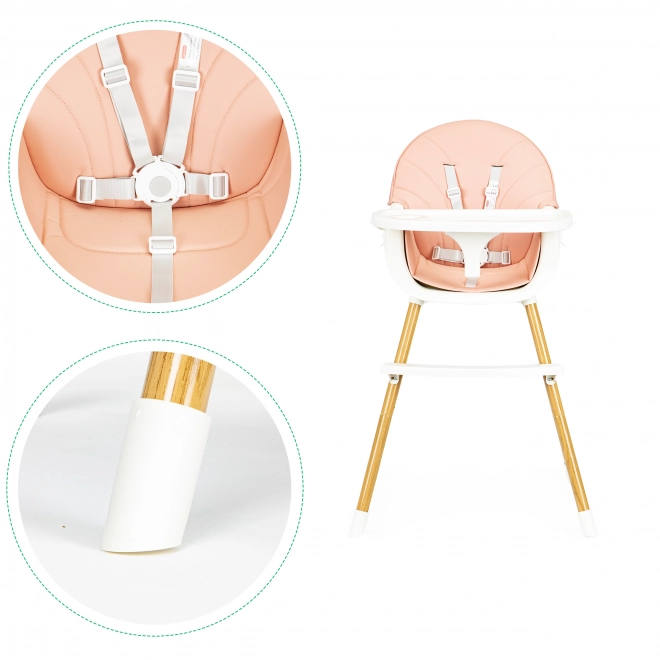 Ecotoys Krzesełko do karmienia 2w1 Różowe