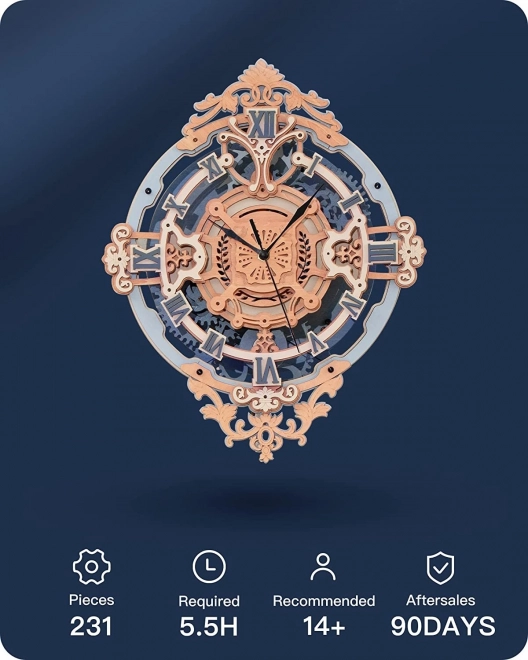 RoboTime 3D drewniane mechaniczne puzzle - Zegar ścienny