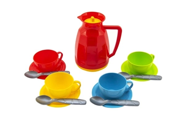 Zestaw naczyń do herbaty z plastiku 13 sztuk w siatce 11x20x11cm 12m+