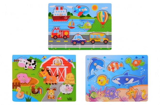 Drewniane puzzle z uchwytem małe