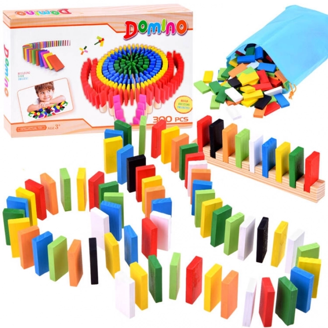 Drewniane kolorowe domino 300 elementów