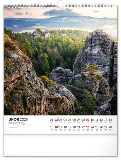 NOTIQUE Kalendarz ścienny Wycieczki po krajobrazie czeskim 2025, 30 x 34 cm