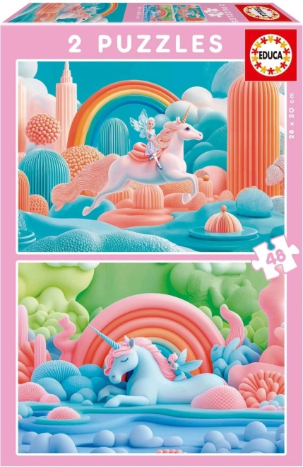 Puzzle Magiczni Jednorożcy 2x48 elementów