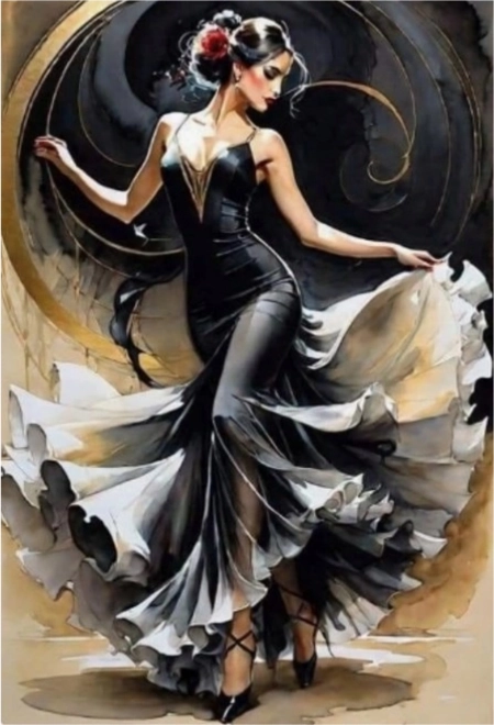 Malowanie diamentowe W wirze flamenco 30 x 40 cm