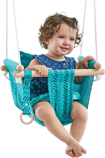 Dziecięca tekstylna huśtawka ze 100% bawełny, turkusowa – 2Kids Toys